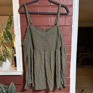 Torrid Olive Green Off the Shoulder Smocked Blouse